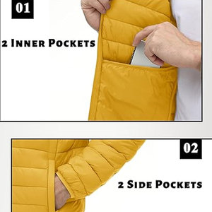 Thick Unisex Puffer Jacket Hood <b>Quilted</b> Insulated 100% Nylon Casual Sportswear Custom Branding Front Logo Factory Direct - Product Image 6