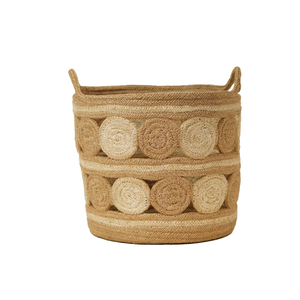 Lot de 3 paniers à plantes en jute tressé naturel, motif pièce ajourée, faits à la main, avec poignées, vente en gros - Product Image 2