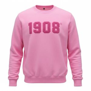 Sudadera Rosa de Invierno Ecológica con Bordado Chenille, Cuello Redondo, Forro Polar de Algodón Premium, Unisex, Cálida, Estilo Urbano - Product Image 1
