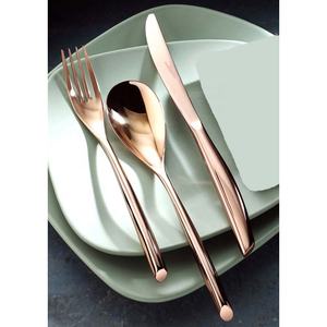 Cuillère à Salade Design Authentique en Acier Inoxydable Or Rose, Métal Polonais à Long Manche, Design Fabuleux, Ensemble de Serveur - Product Image 2