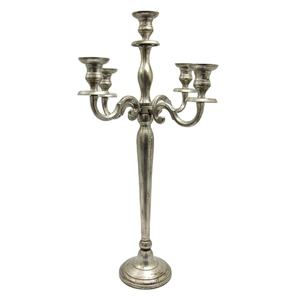 Magnifique candélabre en métal argenté avec 5 bras pour les fêtes, les événements, la décoration de mariage, candélabre de sol, artisanat - Product Image 1