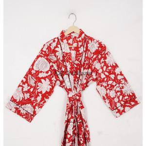 Ensemble de chemises de nuit pour femmes, imprimé floral d'hiver, col en V, fermeture à cordon, manches trois-quarts, respirant, 100% coton - Product Image 3