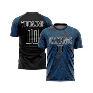 Custom Sublimation Soccer Jersey White Navy Crew Neck Short Sleeve Moisture Wicking Adult Team <b>Name</b> Printed Unisex - Product Image 6