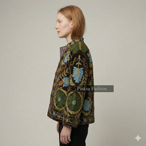 Wholesale Custom Womens Ethnic Floral Embroidered <b>Winter</b> Cotton Padded Short <b>Coats</b> Traditional Artisan Inspired Outerwear - Product Image 5