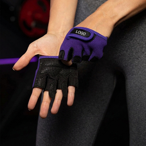 Custom LOGO Purple Mesh <b>Half</b> Finger <b>Half</b> Palm Gym Gloves For Weight Lifting Unisex Workout Fitness Anti <b>Slip</b> Pull On Design - Product Image 4