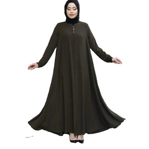 Abaya pour femmes en tissu doux, dernier design, fermeture éclair centrale, style turc, respirante, en mousseline, lin et satin, robe de prière islamique confortable - Product Image 1