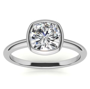 Bague en Moissanite taille coussin, plaquée or blanc, pour fiançailles, mariage, solitaire, luxueuse, étincelante, cadeau d'anniversaire - Product Image 1