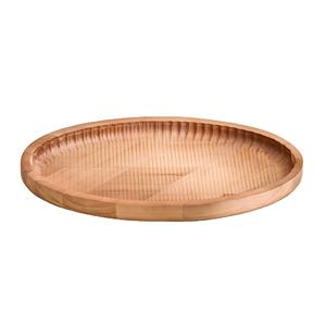 Plateau en bois de style moderne ovale pour l'intérieur, surface lisse sculptée avec un ton clair, matériau durable, accessoire de présentation alimentaire - Product Image 1