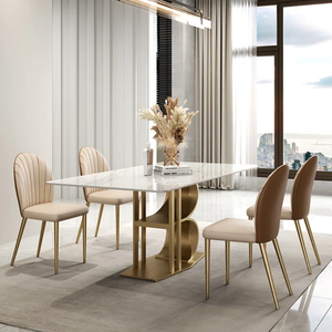 Juego de Comedor Turco Moderno y Lujoso Zeva, Juego de Comedor con Base de Metal, Mesa de Comedor Contemporánea - Product Image 3