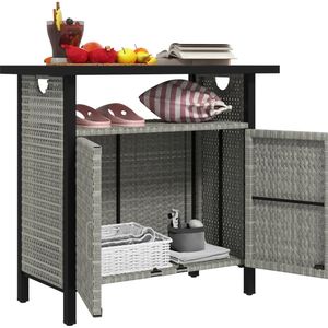 Armadio da Esterno Grigio con Tavolo da Bar e Portasciugamani - Product Image 5