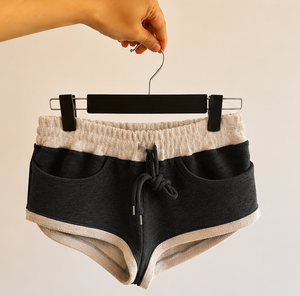 Shorts micro en molleton français pour femme, taille haute, avec cordon de serrage, doux, pour le yoga et la détente, avec poches - Product Image 4