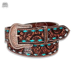 Cinturones de cuentas de cuero genuino con diamantes de imitación al por mayor para hombres con diseño tallado a mano a bajo precio - Product Image 6