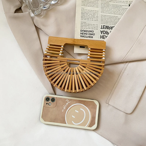 Bolso de mano con cadena de perlas para mujer, bolsa de playa, Retro de bambú, artesanía, 3 tamaños - Product Image 2