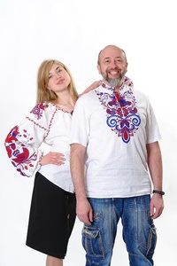Modern Ukrainian Ethnic <b>Shirts</b> Purple <b>Linen</b> Satin Vyshyvankas Floral Embroidery Natural Birds Pattern Zipper Waist-Perfect Gift - Product Image 2