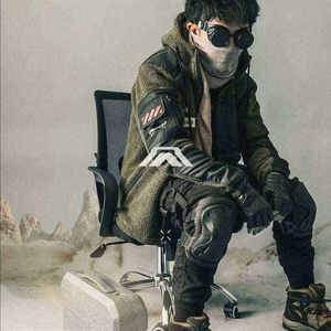 Tactical Techwear <b>Sherpa</b> Fleece <b>Jacket</b> <b>Men</b> Cyberpunk Streetwear Hooded Utility Cargo Coat Urban Outdoor Winter Warm Windbreaker - Product Image 4