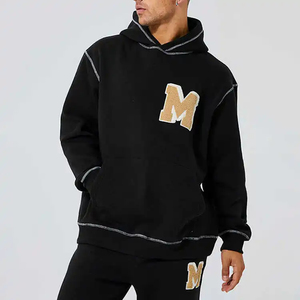 New Arrivals Men's Chenille Embroidery Tracksuit Top Quality <b>Polyester</b> Cotton French Terry <b>Jogger</b> Two Pieces Sets Hot Sale - Product Image 3