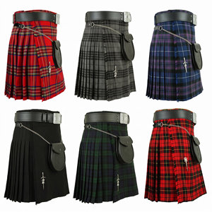 Kilt Escocés para Hombre, Diseño a Cuadros Rojos y Negros, Tartán Plisado con Patrón a Cuadros Rojos y Amarillos, Tradicional - Product Image 6