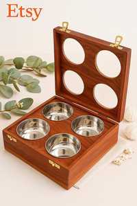 Natural Wood <b>Spice</b> Organizer Container with Lid - Product Image 1
