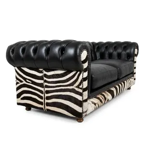 Sofá Chesterfield de Cuero PU, Tapizado, Cuadrado, de Dos Plazas, con Brazos Enrollados y Patas de Madera, Muebles para Sala de Estar - Product Image 5