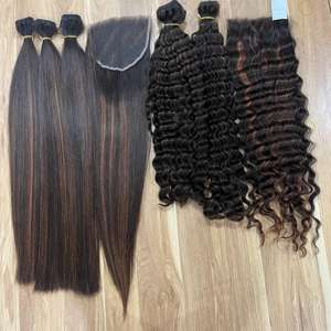 Paquetes de cabello humano vietnamita virgen 5x5 con cierre a juego, cutícula alineada, venta al por mayor - Product Image 2
