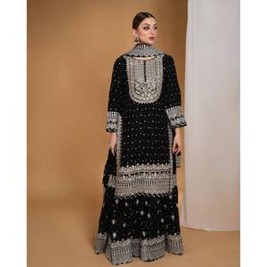 Ensemble de costumes de soirée pour femmes de designer avec fil et séquence de travail Vêtement de soirée élégant - Product Image 6