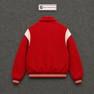Blouson universitaire rouge et crème de qualité supérieure pour hommes – Fermeture éclair frontale, style décontracté streetwear, vêtement d'extérieur, vente en gros, meilleure qualité, molleton doux et confortable - Product Image 6