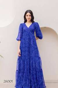 Vestido de Fiesta Elegante con Estampado Digital en Tela Georgette, Diseño Indio, Estilo Bollywood, Casual, Último Modelo Exclusivo - Product Image 6