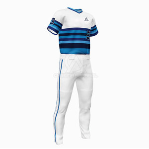 Uniforme de baseball élégant 100% polyester pour hommes, personnalisable, respirant, anti-humidité, maillot et pantalon à col en V - Product Image 3