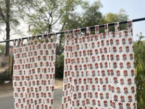 ผ้าม่านพิมพ์ลายบล็อกด้วยมือแบบขายส่ง ผ้าฝ้ายสำหรับหน้าต่าง ผู้ผลิตสิ่งทอจากอินเดีย รับผลิตตามสั่ง (OEM) ผู้จัดจำหน่ายผ้าม่านแบบกำหนดเอง - Product Image 4