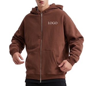 Vente de gros Sweat à capuche zippé 420gsm pour homme Mode hivernale avec logo imprimé épaules tombantes et vestes brodées - Product Image 1