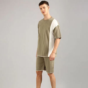 Custom Men Two Piece Shorts <b>Set</b> 100 Cotton Oversized T Shirt Matching Shorts <b>Set</b> Summer Streetwear Casual Activewear Private Lab - Product Image 6