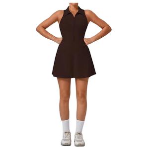 ชุดเดรสเล่นแพดเดิลและเทนนิสแบบสองชิ้นสำหรับผู้หญิง ดีไซน์สั่งทำพิเศษ พร้อมกางเกงซับใน ลายเรียบ ผ้าฝ้าย 100% เหมาะสำหรับใส่ในฤดูร้อน - Product Image 4