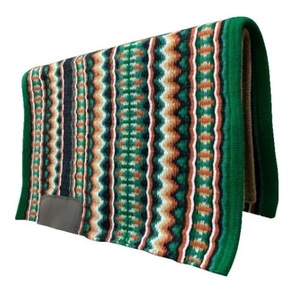 Western Saddle Pad Multi Geometric Navajo Pattern Handwoven Wool Contoured Horse Riding <b>Blanket</b> Tack Gear - Product Image 1