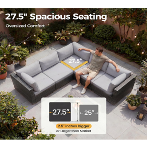 Luxury Garden Patio Furniture Set Wicker Rattan Sectional Sofa Set Thick Cushion Lounge Chair Couch with Center Coffee Table - Product Image 2