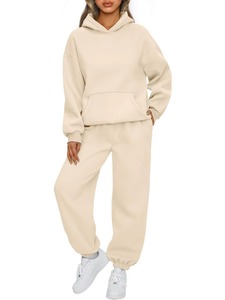 ชุดวอร์มมีฮู้ดสำหรับผู้หญิง สีพื้น ลำลอง ทรงหลวม เสื้อแขนยาวและกางเกงขายาวมีกระเป๋าข้าง ใส่ได้ในฤดูใบไม้ร่วง - Product Image 4