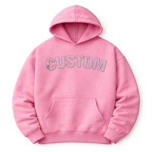 Custom Glitter Print Hoodie Men's Casual <b>White</b> French Terry Hooded Sweatshirt Oversized Fit Pocket Front Letter Design Autumn - Product Image 3