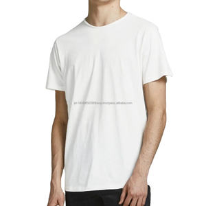T-shirts décontractés à col rond et manches courtes en coton peigné basique pour hommes, jersey blanc pour hommes, t-shirt à manches courtes pour hommes - Product Image 1