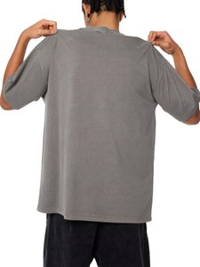 เสื้อยืดแขนสั้นผู้ชายสีเทาล้วน ทรงโอเวอร์ไซส์ สวมใส่สบาย แบบเรียบง่าย ผ้าเจอร์ซีย์ ทรงปกติ คอกลม - Product Image 3
