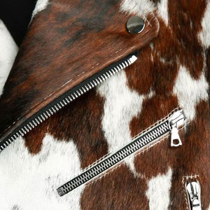 Chaqueta de Motociclista Reversible para Mujer, Forro de Piel, Estampado Animal, Manga Larga, Estilo Motero, Cierre de Cremallera - Product Image 6
