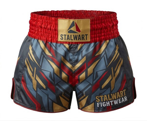 Shorts de boxe blancs et noirs STALWART IMPEX en satin de coton et polyester, écologiques, durables, à séchage rapide, haute élasticité, protecteurs - Product Image 2