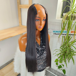 Peluca de cabello humano virgen con encaje frontal completo 360 en U, sin pegamento, tamaño pequeño, color natural, doble densidad, con baby hair, venta al por mayor - Product Image 2