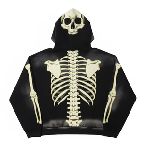 Sudadera con capucha personalizada con estampado de calavera, de algodón grueso de 400 GSM, corte holgado y unisex - Product Image 2