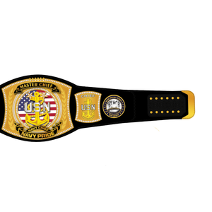 Custom Master Chief USN Navy Pride Wrestling Championship Belt - High-Quality Design with Gold Accents Ideal for Collectors Fans - Product Image 4