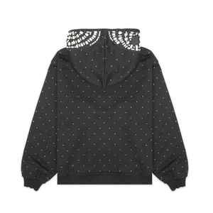 Sudadera con Capucha Negra para Hombre, Estampado de Puntos, Estilo Casual, Tejido de Punto, Manga Regular, FRENCH TERRY, para Otoño, con Pedrería Brillante - Product Image 2