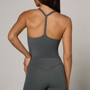 Custom Ladies <b>Strappy</b> Back Design Solid Pattern Gym Sleeveless High Quality Four Way Stretch Yoga Wear Body Fit Tank <b>Top</b> - Product Image 6