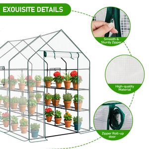 Grande serre portable d'extérieur et d'intérieur de 56 pouces avec 12 étagères et couverture en PE, espace de jardinage accessible avec fenêtres latérales pour jardin - Product Image 5