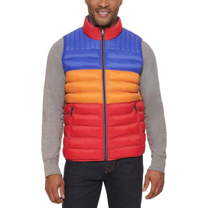 OEM WholesaleMen's Color Blocking Puffer <b>Vest</b> Stand Collar Zipper Closure Windproof Polyester Winter Casual Jacket Puffer Jacket - Product Image 6