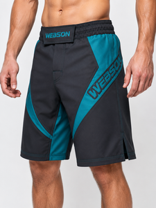 Pantalones Cortos de Artes Marciales Mixtas para Hombre Webson, Azul Marino, Blanco, Estampado Digital, Absorben la Humedad, Transpirables, Ajuste Atlético, Ligeros, 100% - Product Image 6