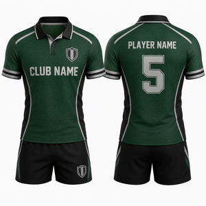 Maillot de football pour homme, manches courtes, vert et noir, sublimé, en polyester respirant, coupe classique, adulte, toutes saisons - Product Image 1