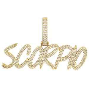 Pendentif classique unisexe avec diamant de laboratoire rond taille brillant couleur D, plaqué or, en métal précieux, taille personnalisable, bijou - Product Image 1